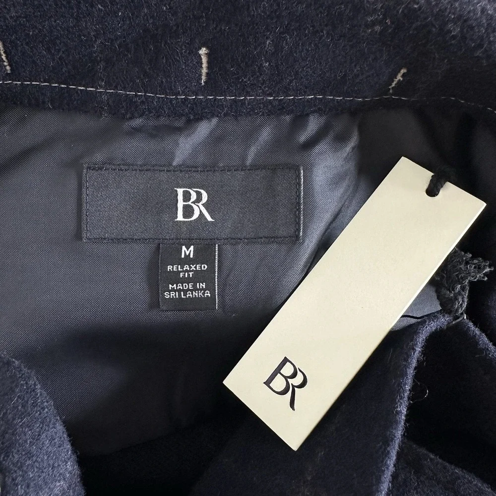 NWT Banana Republic Relaxed Fit Wool Blend Overshirt MEDIUM Navy Plaid Shirt‎